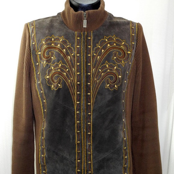 Bob Mackie Brown Suede Embroidered 